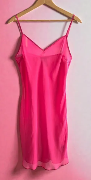 Lauren Ralph Lauren Hot‎ Pink Slip Dress with Spaghetti Straps thumbnail 1