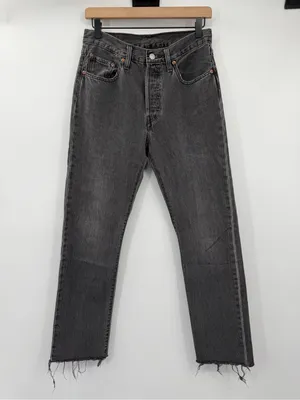 Levi’s 501 Original Jeans Women’s 27 Black Stonewash Raw Hem High Rise thumbnail 3