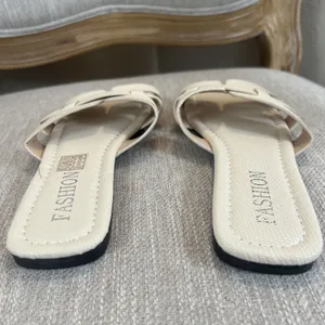 Faux Snakeskin Pattern Sandals Slip On Flats Ivory Women’s Size EU 37 6.5 US thumbnail 7