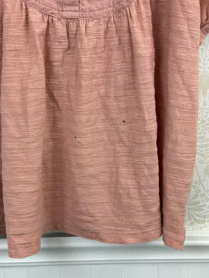 Anthropologie Pink Short Sleeve Button Front Elinor Textured Top - Size - Medium thumbnail 8