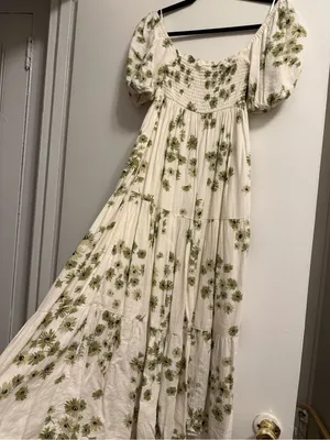 Abercrombie & Fitch Flowy Linen-Blend Midi Dress thumbnail 3