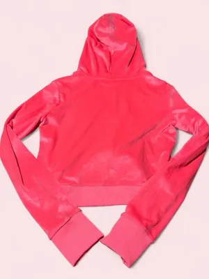aerie Bright Pink Velvet Zip-Up Hoodie thumbnail 2