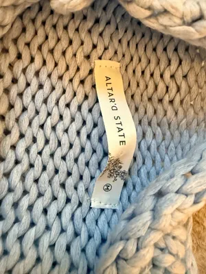Altar'd State Light Blue Mock Neck Open Knit Sweater Medium thumbnail 5