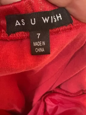 As U Wish Red Satin Rosette Mini Dress Size 7 Homecoming One Shoulder thumbnail 8