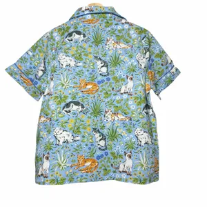Printfresh Must Love Cats Pajama Set XS Blue Organic Cotton Top & Crop Pants NWT thumbnail 5