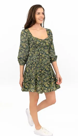 J.Crew Floral Green Mini Dress thumbnail 4