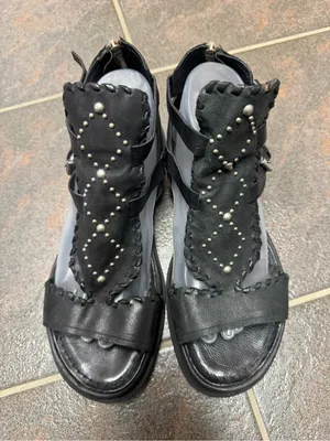A.S.98 Leather Studded Gladiator Sandals Womens Statement Shoes Black EU 41 thumbnail 11