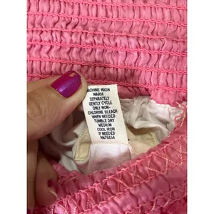 Vintage Abercrombie & Fitch Pink Smocked Mini Skirt Large Cotton Ruffle Y2K Boho thumbnail 6