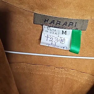 Harari leather soft suede tan pockets pull over collared warm heavy jacket sz M Size M thumbnail 5