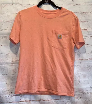 Carhartt Shirt Womens Small Peach T-Shirt Chest Pocket Loose Fit Crewneck Comfy thumbnail 1