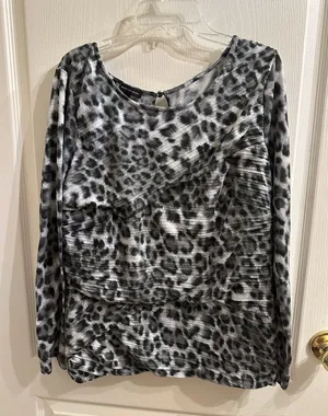 INC Gray Cheetah Print Top Size XL thumbnail 1