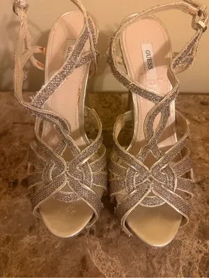 GUESS Metallic Gold Strappy Heeled Sandals thumbnail 2