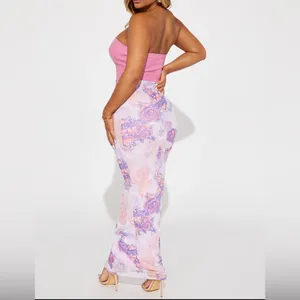 Faux Leather & Mesh Maxi Dress - Pink/combo - Small- 3/5 thumbnail 2