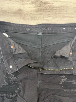 American Eagle black distressed stretch denim shorts thumbnail 3