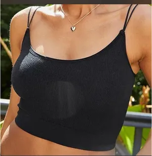 Brand new Urban Outfitters Black Spaghetti Seamless Strappy tank Top small thumbnail 1
