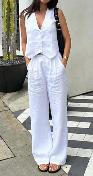 Commense Cotton Casual Pants Set size medium White thumbnail 1