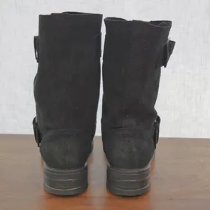ALDO Italian Made Black Suede Engineer Style Boots US 7.5 EU 38 thumbnail 5