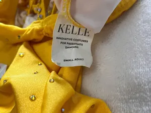 KELLE Sunshine 2 Piece Stoned Dance Costume Bright Yellow Adult Sz S EUC thumbnail 6