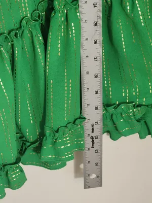 Signature by Robbie Bee Sleeveless Green and Gold Ruffle Mini Dress Size Small thumbnail 7