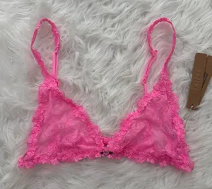 Skims Stretch Lace Triangle Bralette Sugar Pink Size Medium thumbnail 1