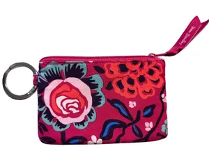 Vera Bradley Zip ID Case Bloom Berry Badge Holder Key Ring Wallet thumbnail 1