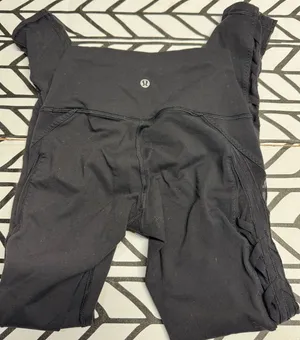 Lululemon Black Leggings with Sheer side panels with Criss Cross details- size 2 thumbnail 1