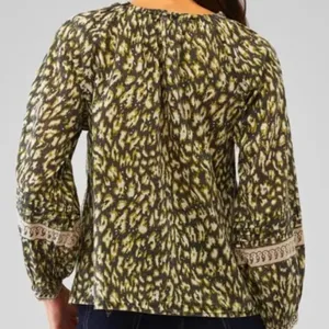 NWT NEW Cleobella Alicia Blouse Top Animal Print Boho Women Small Organic thumbnail 2