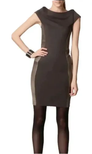 ALICE + OLIVIA Leather Silk Spliced‎ Cap Sleeve Mini sheath Dress​ thumbnail 1
