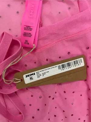 Skims NWT Mesh Rhinestone Swim Cover Up Pants Taffy Pink Size 3X thumbnail 4