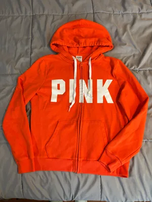 Bright Safety Orange PINK Zip up Hoodie thumbnail 1