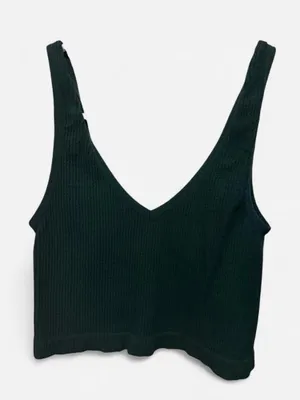 Urban Outfitters Dark green ribbed knit crop top #ribbed #basics thumbnail 1