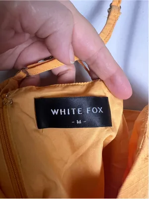 White Fox Yellow Corset Bustier Crop Top M Strappy Ruched Y2K Festival Summer thumbnail 3