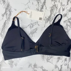 NWT Quince Black Italian V-Neck Bikini Swim Bathing Suit Top Women's Size Small thumbnail 5