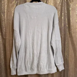 Aerie Light Gray White Textured Knit Oversized Lightweight Sweater XS thumbnail 2