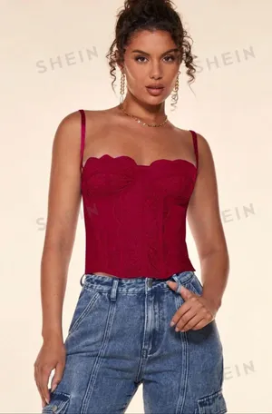 SheIn burgundy corset top! thumbnail 1