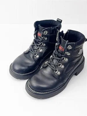 HARLEY DAVIDSON Black Moto Biker Boots Size 5 Bikercore Grunge Academia thumbnail 8