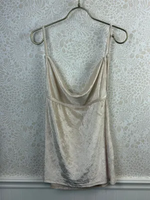 Free People Intimately Champagne All Night Velvet Tunic Tank - Size - Large thumbnail 2