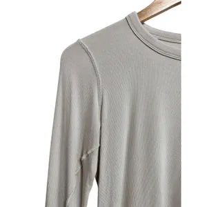 Lululemon athletica Women's Ribbed Long Sleeve Cropped off white top‎ size 2 thumbnail 2
