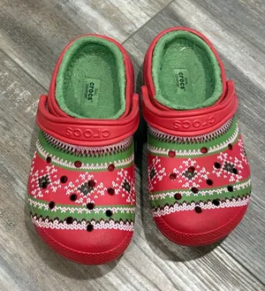 Crocs ugly Christmas sweater lined shoes thumbnail 1