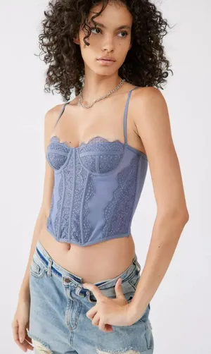 Urban Outfitters Corset Top Blue Lace thumbnail 2