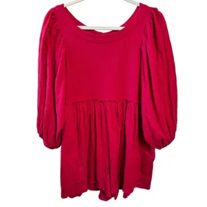Free People Beyond Obsessed Long Sleeve Romper in Hot Pink X-Small Boho Preppy thumbnail 2