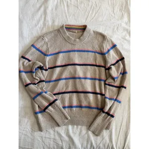 Faherty Striped Crewneck Sweater Womens XL Rainbow Stripe Coastal Cotton thumbnail 2