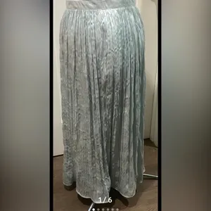 Free People Lined Cyan Pleated Maxi Skirt. Size 6 thumbnail 3