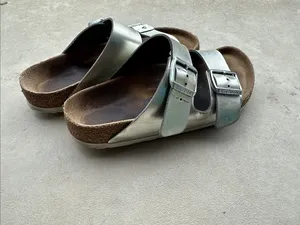 Birkenstock Arizona Silver Leather‎ Sandals size 6 thumbnail 2