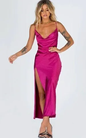 Princess Polly Magenta Midi Dress thumbnail 1
