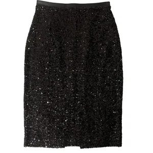 Express Vintage Black Sequin Pencil Skirt Midi Sz 00 Cocktail Festive Holiday thumbnail 2