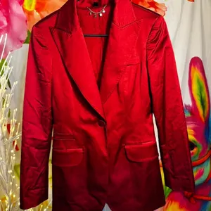 B74. Bebe - Red blazer with silver chain detail thumbnail 1