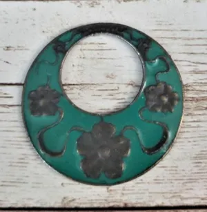Vintage Pendant - Green & Dark Brown (No Bail or Chain Included) thumbnail 1