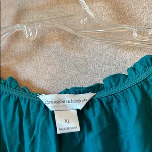 Christopher & Banks Teal Blouse with Eyelet Sleeves XL thumbnail 4