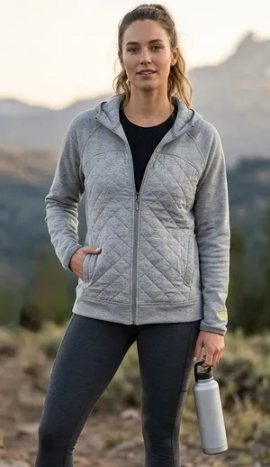 The North Face Quilted Zip Up Hoodie Jacket Grey Athleisure Layer XL Gorpcore thumbnail 1